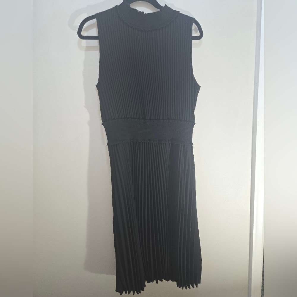 Nanette Lepore Black Pleated Midi Dress